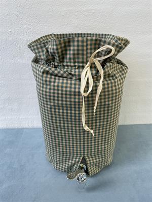 Vineddikkrukke af glas med tappkran, grønternet stof, 8 liter